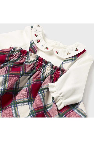MAYORAL Red Plaid Embroidered Baby Dress - L25k2801