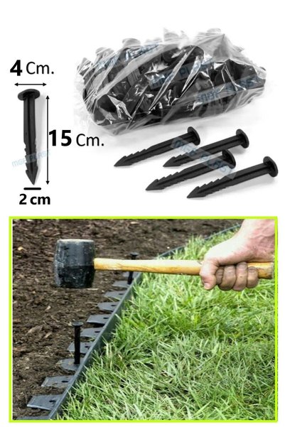 MGF PLAST Çim Ayırıcı Kazığı 50 Adet Çim Ayracı Kazığı Çim Sınırlayıcı Kazığı...