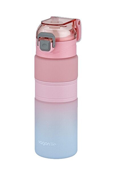 Vagonlife 600ml Çift Renk Kaydırmaz Silikon Gövde Motivasyon Su Matarası Stic...