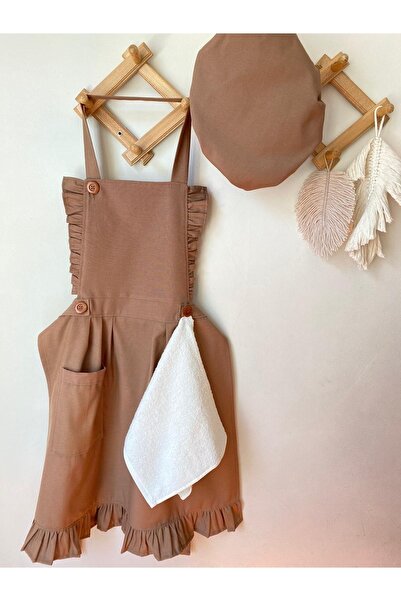 Hayalperest مريلة مطبخ كابتشينو مع قبعة مكشكشة