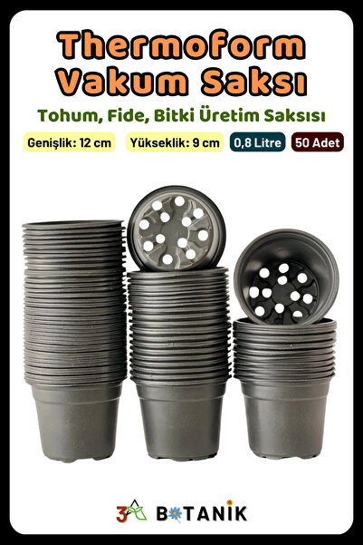 Thermoform Vacuum Pot, 12x9 cm, Production Pot, 0.8 Liter, Plant Production Pot, 50 Pieces