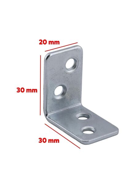 Badem10 Mobilya Eşya Dolap Duvara Sabitleyici Köşebent Bağlantı Aparatı L Demiri Gönye 30x30x20 Mm 10 Adet