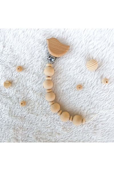 lismo kids Natural Wooden Pacifier Chain with Round Ball - Pacifier Strap Wooden Pacifier Chain Pacifier Holder
