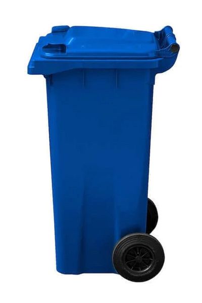 MCK Plus 120 Liter Blue Plastic Garbage Container Set - Heat Resistant Brushed Material