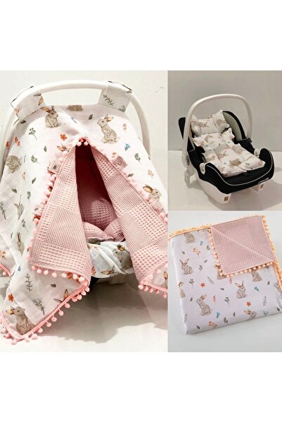 Babycitytr %100 Pamuk Çok Amaçlı Çift Katlı Müslin Puset Örtüsü & Minderi & B...