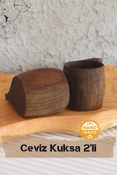 Asaf Atelier El Yapımı | Ceviz Ağacı | Ahşap Kupa - Kuksa 2'li