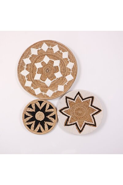 Mylamp Doğal Abaka Duvar Tabağı 3'lü SET (75 - 50 ve 40 cm Çap)