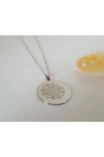 Anatolia Sri Yantra and Number Section Detailed Steel Necklace