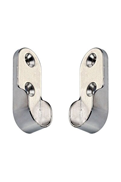 Badem10 Mobilya Boru Askı Flanşı Krom Oval Dolap Içi Elbise Gardırop Askılık Borusu Aparatı Elemanı (2 ADET)