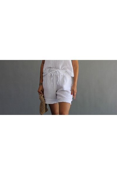 ASC SUN Fringe Detailed Muslin Shorts