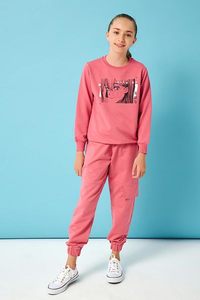 Perendi City Of Printed Girl's Sweatshirt Dusty Rose