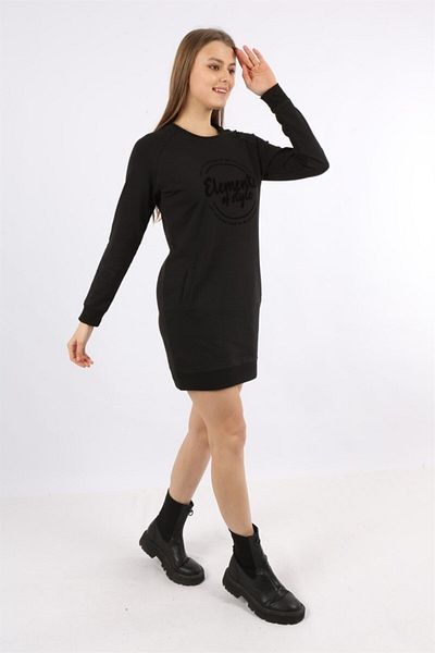 Banadamoda Black Long Sleeve Crew Neck Tunic