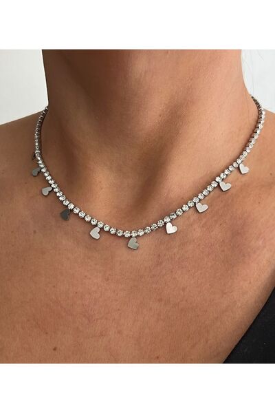 tones official 316L الصلب الزركون حجر القلب قلادة الممر المائي