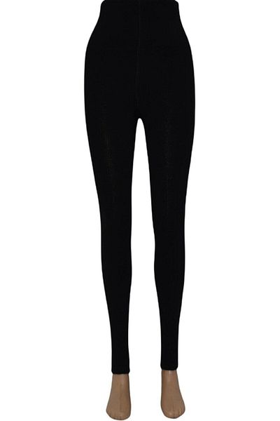 Meguca Socks Дамски черен зимен чорапогащник без крака с хавлиен чорапогащник с топлинен ефект и ликра