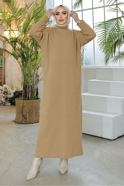 Bestenur Ribbed Knit Dress 749 - Mink