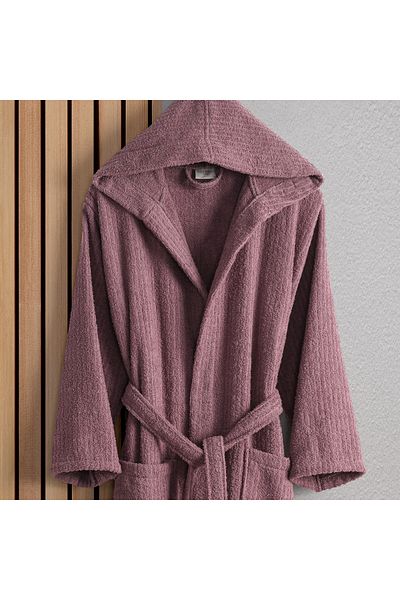 Lorateks Atlas Unisex Cotton Striped Hooded Bathrobe Set - Dressing Gown and Gift