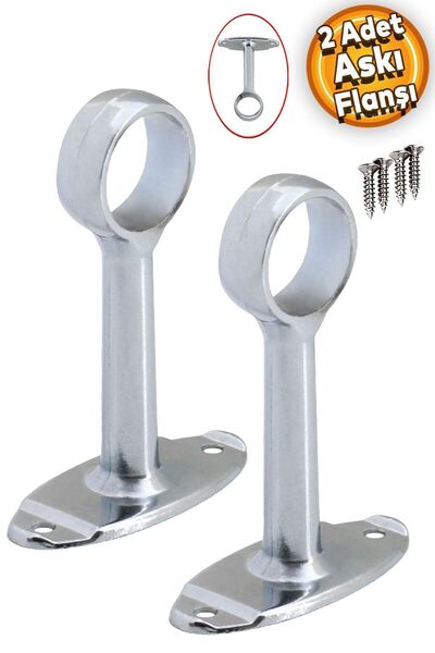 Badem10 Boru Askı Flanşı Açık Ağız Daire Yuvarlak Ayaklı Dolap Gardırop Elbis...