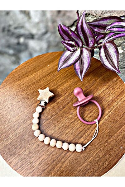 Tarçın Atölye Emzik Askısı - Ahşap Emzik Klipsi - Doğal Emzik Zinciri