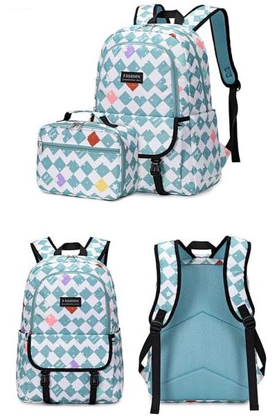 Go Veform Set de 2 genți de școală pentru fete - rucsac cu cutie de prânz și compartiment pentru laptop albastru OSÇ2203-2