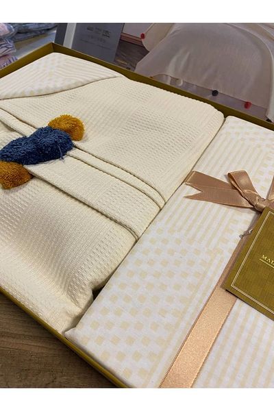 AYHANHOME Double 100% Cotton Bedspread - Pique, Waffle Pattern, Pompom Pique Set