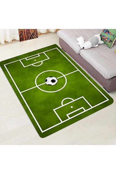 Mondblack Yeşil Futbol Saha Erkek Çocuk Oyun Halısı Kaymaz Makinede Yıkanabil...