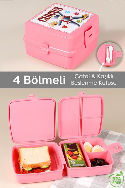 Meleni Baby 2 Tiers Pink Children's Lunch Box - Student School Food Carrying Container