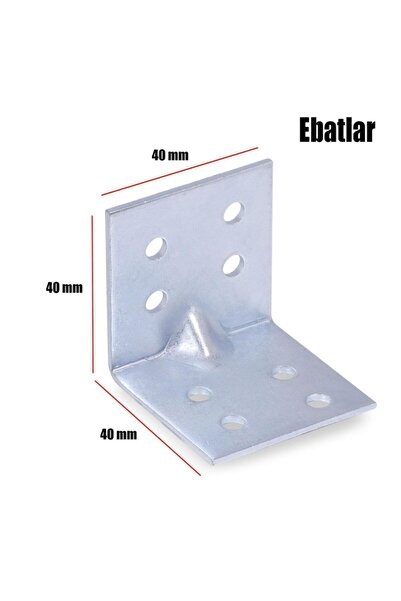 Badem10 Mobilya Eşya Dolap Deprem Sabitleyici Köşebent Bağlantı Aparatı L Demiri Gönye 40x40x40 Mm 25 Adet