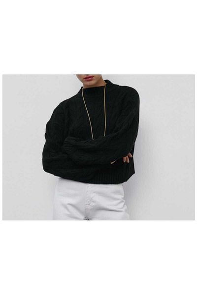 Bracha Jumătate de gât țesut - Pulover confortabil din tricotaj cu model jacquard