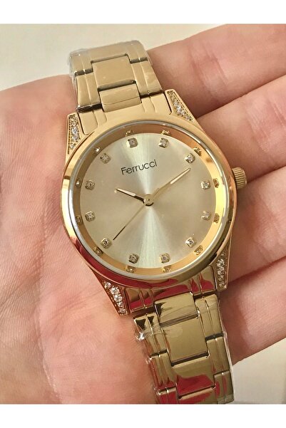 Ferrucci ALTIN Renk Çelik Kordon 3 Atm Su Geçirmez 2 Yıl Garantili Kadın Kol ...