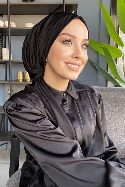 SAYRA Black Imported Fabric Snap Shawl Shawl - Syr002