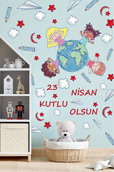 MSticker Set de autocolante pentru 23 aprilie, autocolant pentru școală pentru Ziua Copilului Fericit 23 aprilie 89 buc.