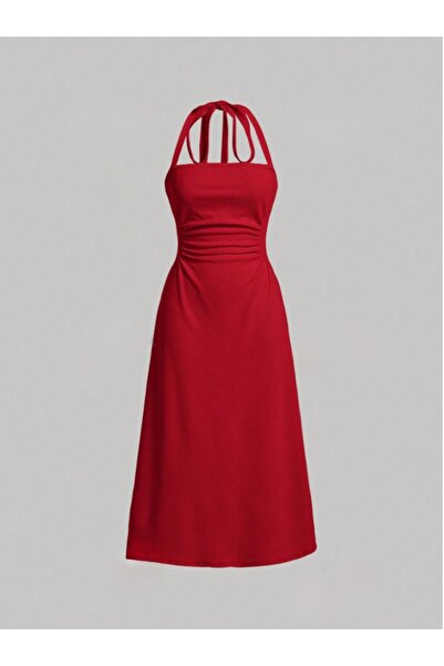 Dressco Meryem - Boyundan Bağlamalı Drapeli Midi Elbise