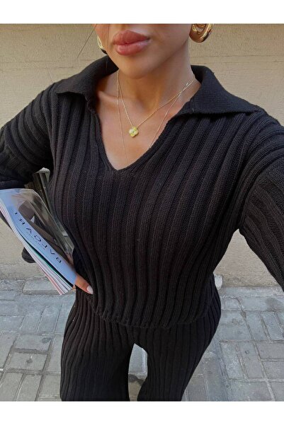 LB Laluna Butik Póló nyakú női pulóver és magas derekú Palazzo nadrág szett