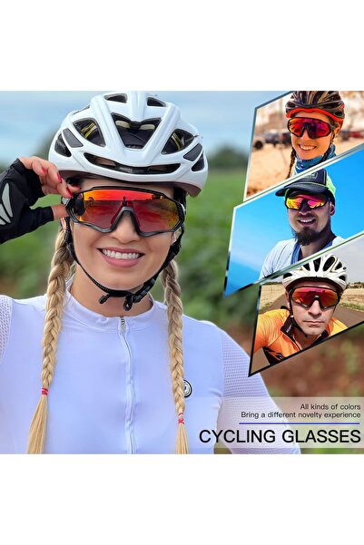 KAPVOE Rainbow Değişebilir 5 Lens Mtb Polarize Bisiklet Spor Dağ Kayak Gözlüğü