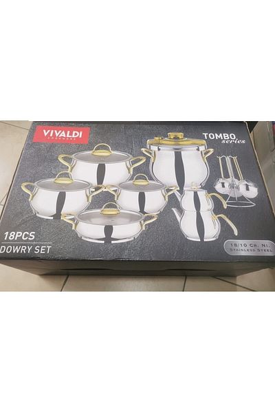 Vivaldi Tombo 18 Piece Steel Dowry Set Gold