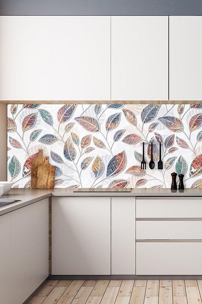 MSticker Kitchen Countertop Foil Coating (with lamination) Geometric Vintage Flowers