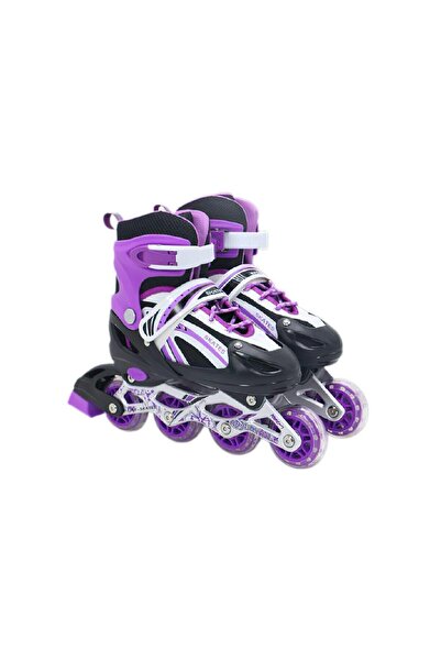 Vadi Purple Adjustable 2+1 Lighted Aluminum Body Practice Skates Bag Gift Lighted Skates
