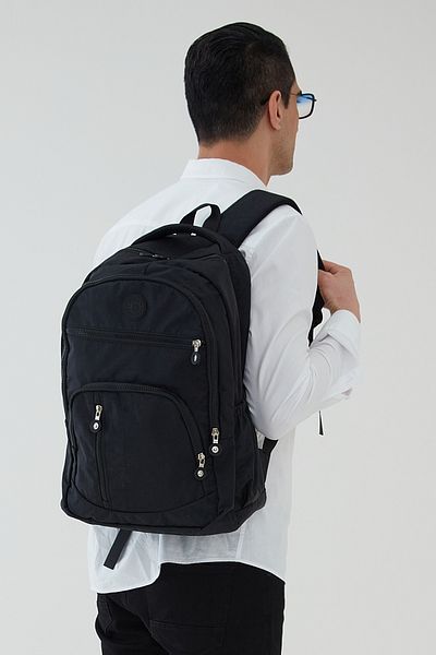 bakacstore Unisex Crinkle αδιάβροχο σακίδιο πλάτης - Μεγάλο μέγεθος, πολλαπλών διαμερισμάτων, μαύρο, τσάντα ταξιδιού και γυμνασίου