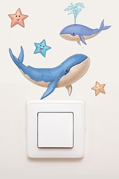 MSticker Sevimli Priz Sticker - Balina Ve Yıldızlar