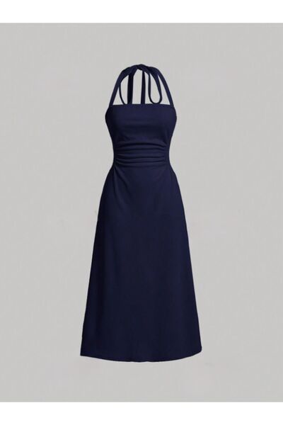 Dressco Meryem - Boyundan Bağlamalı Drapeli Midi Elbise