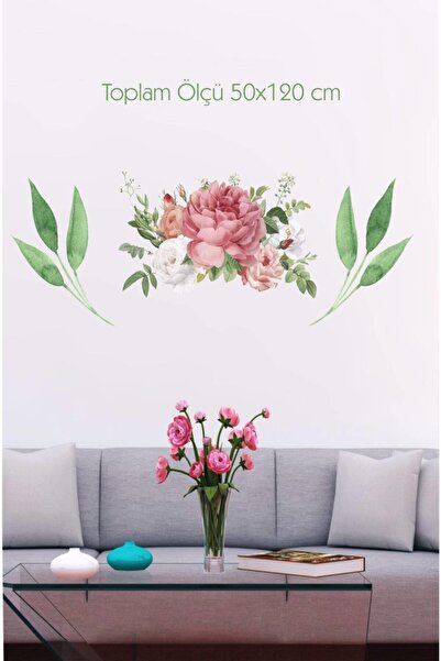 MSticker Pastel Renkli Çiçekler Ve Yapraklar-farklı Kullanıma Uygun(50x120cm)
