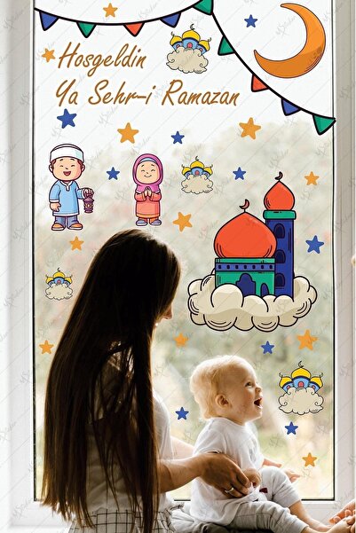 MSticker Ramazan Ayı Temalı Cam Duvar Süsleri Hoşgeldin Ramazan Sticker Seti ...