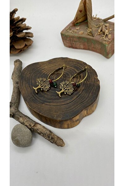 Porsuk Alternatif El Yapımı Etnik Otantik Hippi Bohem Hayat Ağacı Küpe