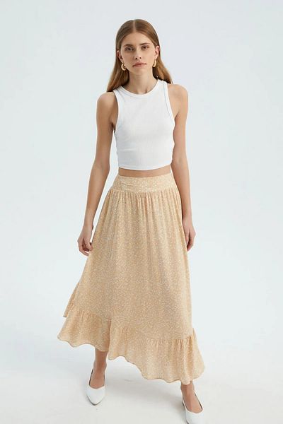 Hiccup High Waist Elastic Maxi Skirt - Floral Pattern