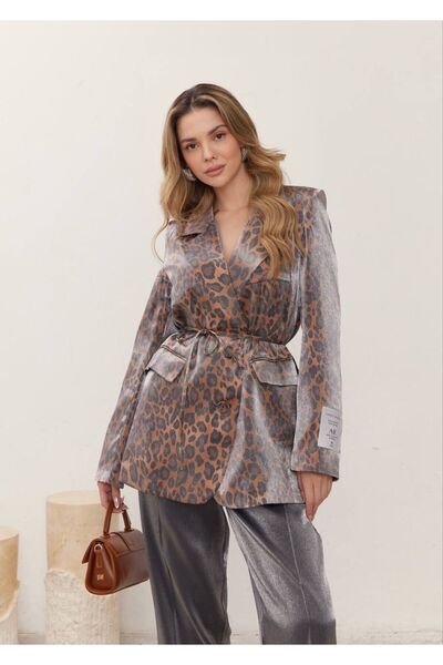 Ahel Leopar desenli blazer ceket