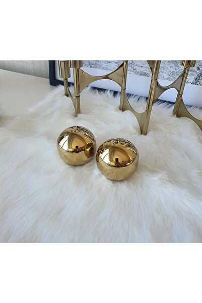 LOVYCO Parlak Gold Top Altın Tuzluk Takımı 2 Li Set %100 Titanyum Kaplama