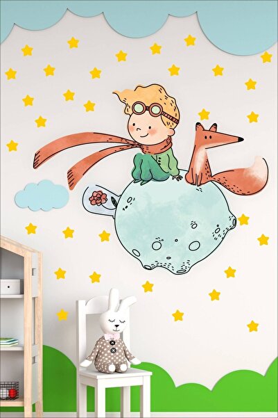 MSticker Çocuk Odası Küçük Prens Ve Sarı Yıldızlar Duvar Sticker (57X70CM)