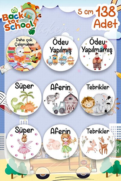 MSticker Ders Konrtol Etiketi Aferin Etiketi Öğretmen Etiketi Öğrenci Mativas...