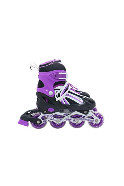 Vadi Purple Adjustable 2+1 Lighted Aluminum Body Practice Skates Bag Gift Lighted Skates