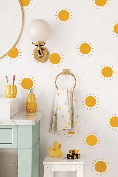 MSticker Bohem Güneş Çocuk Bebek Odası Duvar Sticker Seti - 24 Parça Güneş Seti